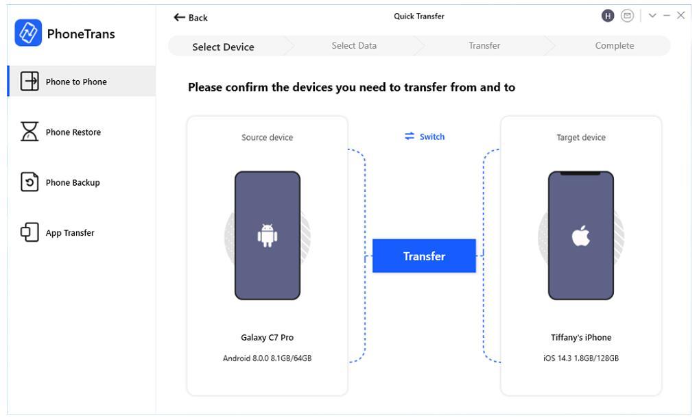 How to Transfer Contacts from Android to iPhone with Contacts Transfer - Step 3